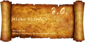 Hicke Olivér névjegykártya